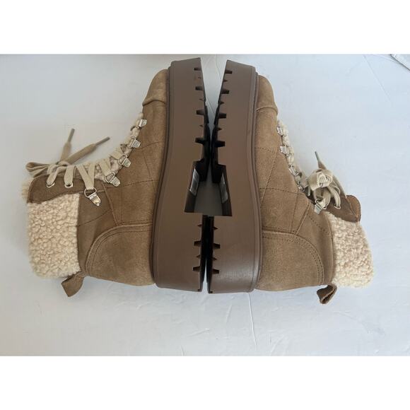 NWT Steve Madden Reyen Platform Combat Oatmeal Suede Lace Up Faux Fur Boot Sz 8 - Picture 5 of 9